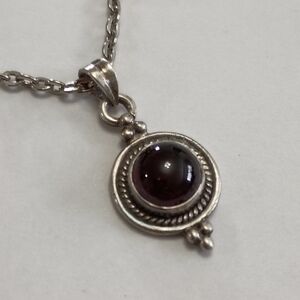 925 Sterling Silver Garnet 20" Necklace Women's Jewelry Boho Western Office